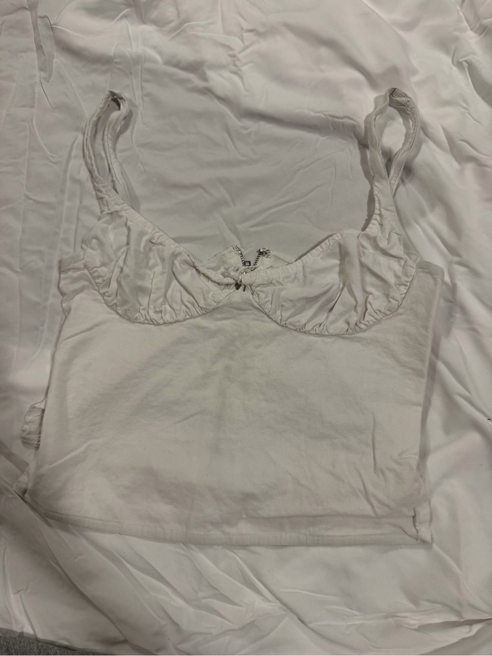 White Fox Boutique White Ruched Underwire Cami Tank